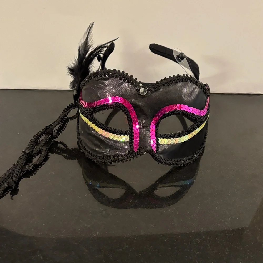 Fun Sequin Masquerade Mask with Pink Accents